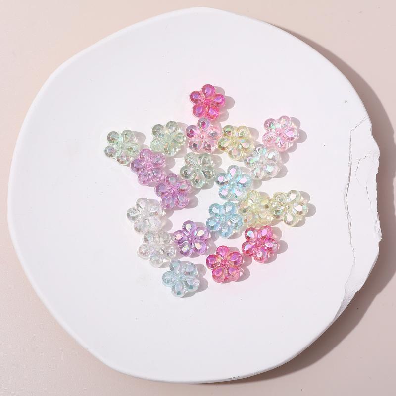 春日幻彩色透明切面五瓣花朵串珠diy手链项链发饰品耳环配件材料
