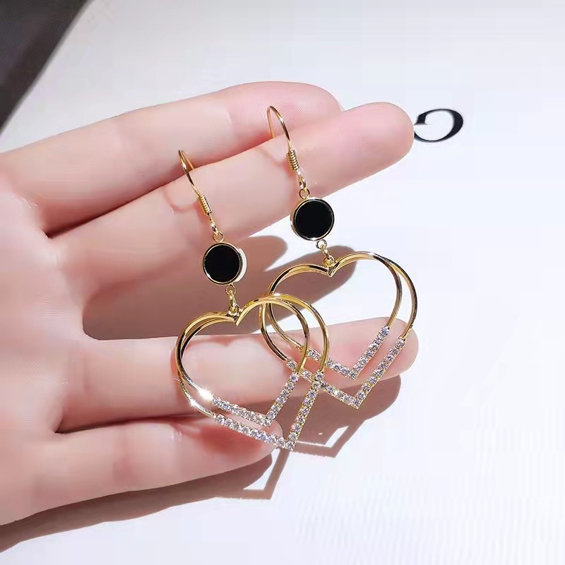 Heart-Shaped Ear Hook Earrings Korean Style Simple All-Match High-Grade Temperament Ins Style Design Earrings