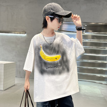 男童棉短袖T趣味香蕉印花新款儿童夏装半袖中大童上衣体恤夏季潮1