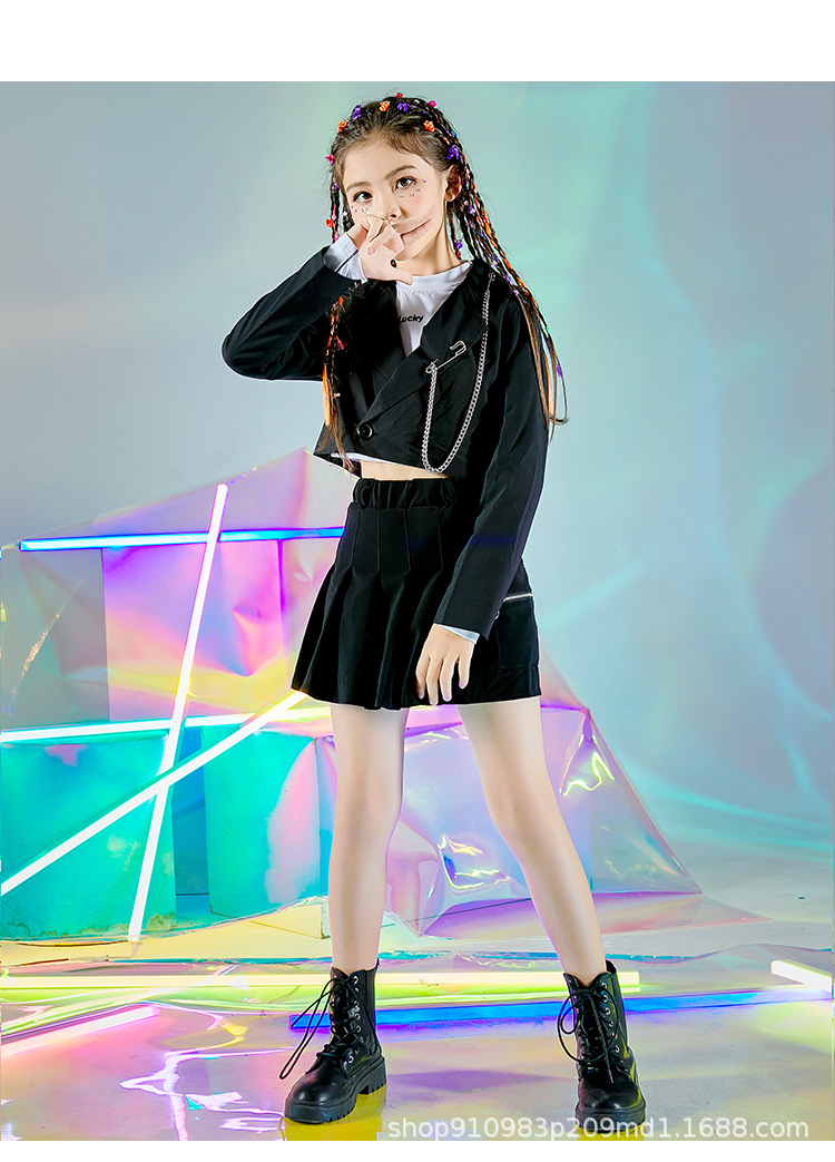 儿童街舞套装女童潮酷嘻哈演出服少儿童装舞台表演潮服爵士舞服装