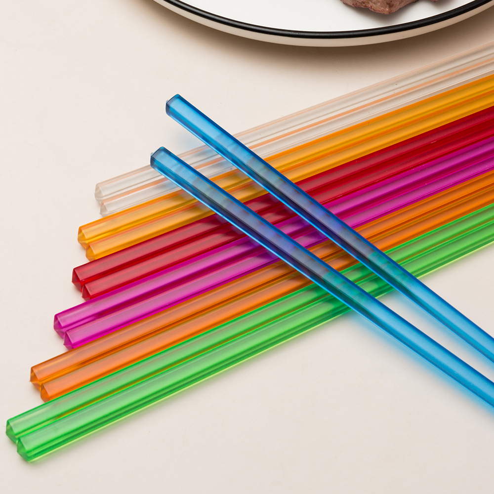 定制加工透明彩色筷子琥珀筷子亚克力套装不吸水糖果色一人一筷