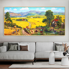 客厅油画风景美式轻奢挂画现代简约欧式沙发装饰画手绘壁画丰收
