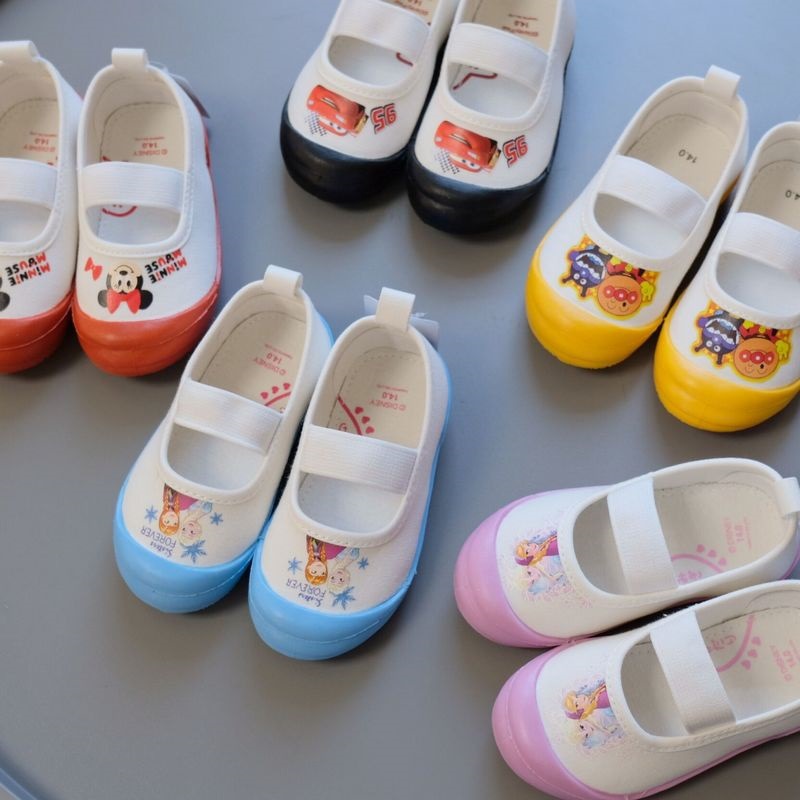 日单西松屋儿童方口帆布鞋卡通男女小中童幼儿园室内鞋子2-8岁