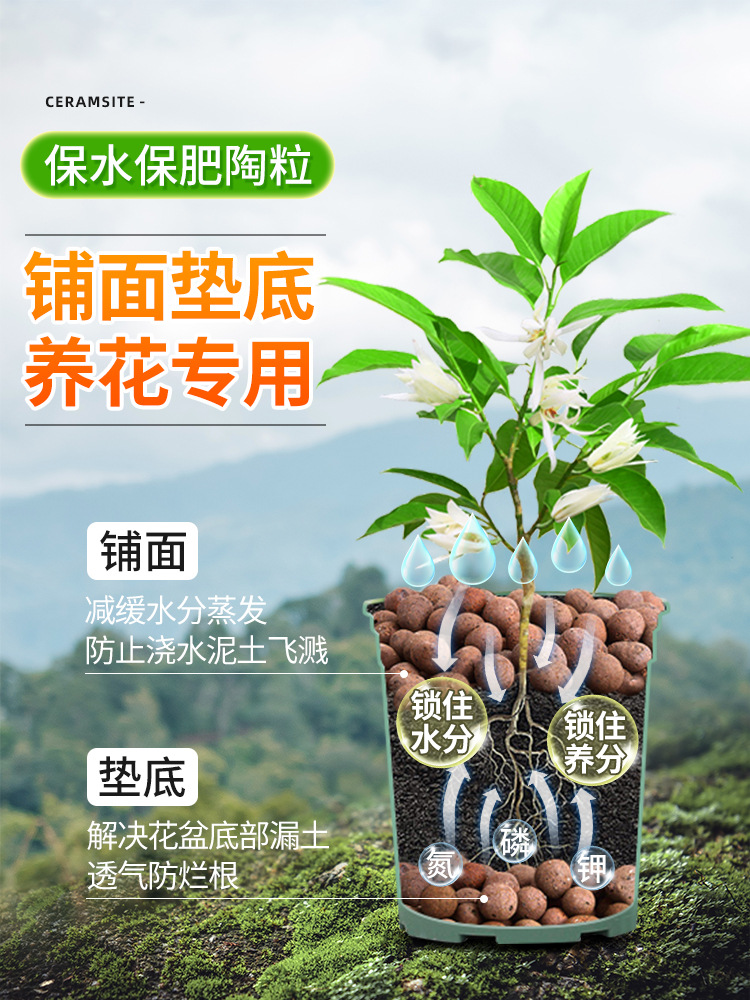陶粒垫底养花专用多肉营养土花盆花卉回填鱼缸水培铺面火山石颗粒
