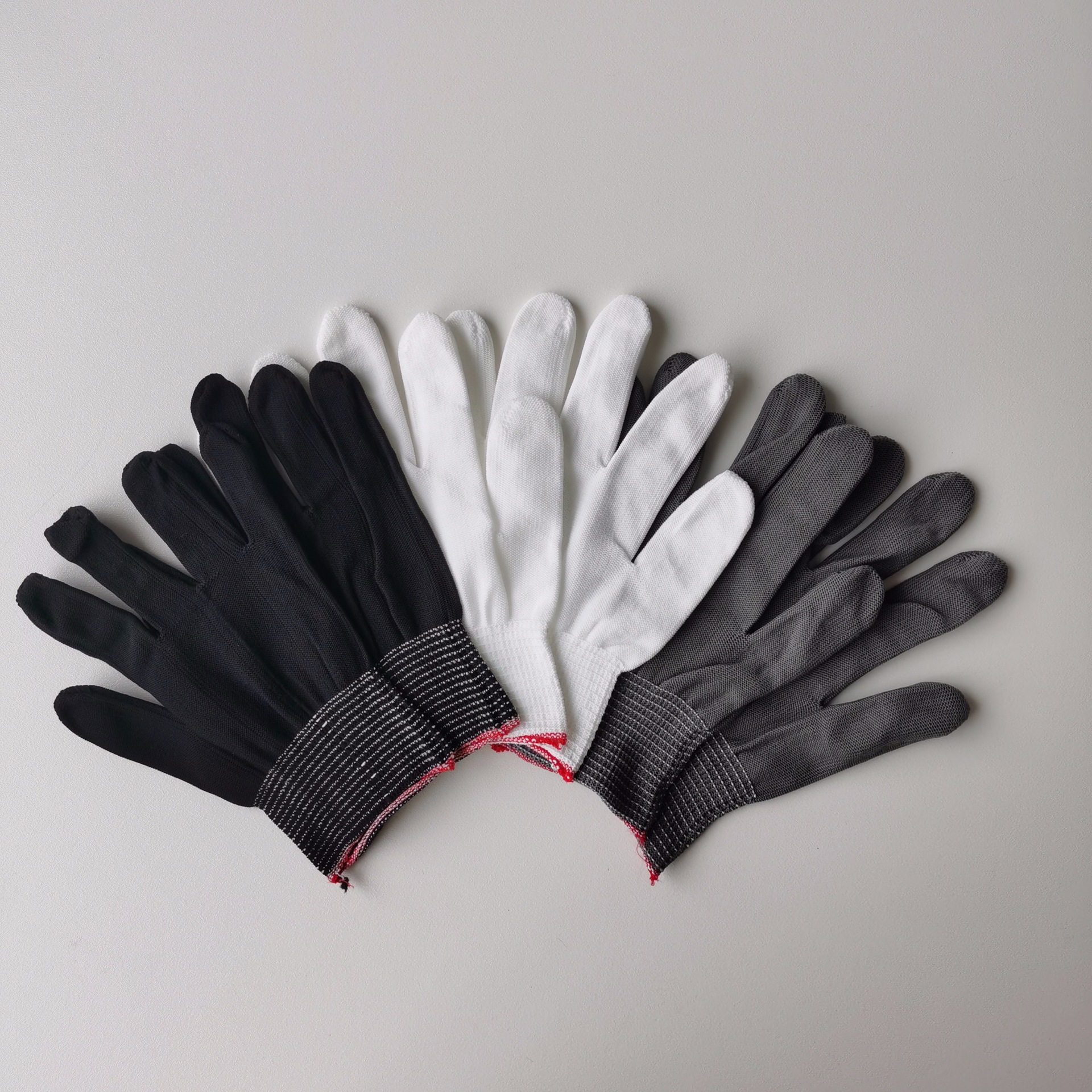 弹力白手套车间作业无尘女士夏季薄款手套自动锁边13针尼龙芯手套