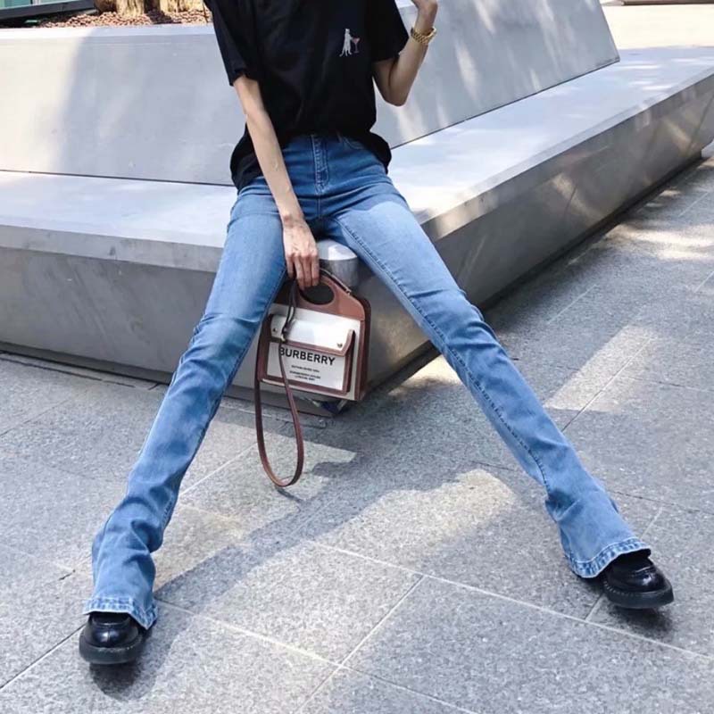 马蹄裤脚牛仔裤显瘦显腿长网红裤子女新款弹力紧身拖地牛仔喇叭裤