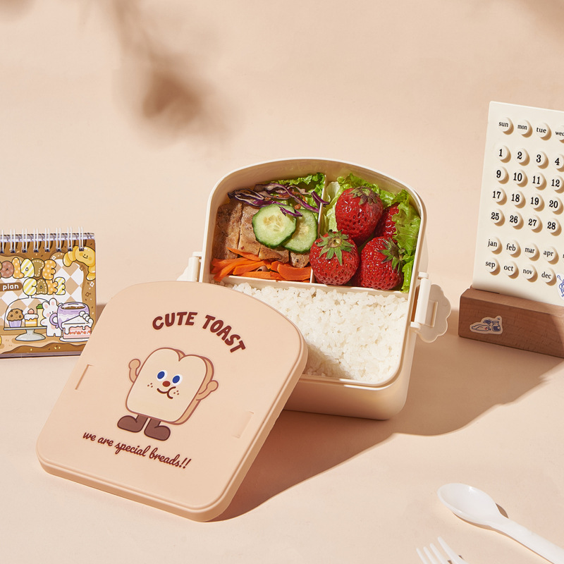 New Microwaveable Lunch Box Portable and Cute Lunch Box Student Office Worker Lunch Box Toast Lunch Box Heating Lunch Box