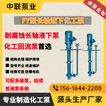 中联泵业直销fy型液下泵 mdea泵选型 耐腐蚀贫胺液泵型号25fy-25