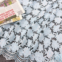 蓝白花卉镂空水溶绣面料 跨境连衣裙服饰绣花面料tulle fabric