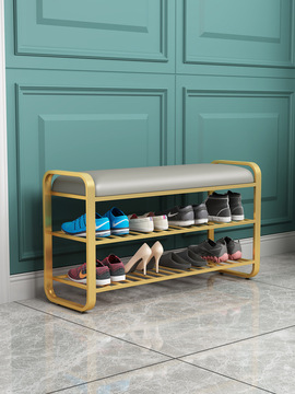 铁艺换鞋凳软包坐垫长条凳家用门口换鞋坐凳可坐式鞋柜进门穿鞋凳