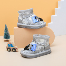 女童雪地靴宝宝棉鞋卡通印花小童婴儿学步鞋冬季加绒男童短靴保暖