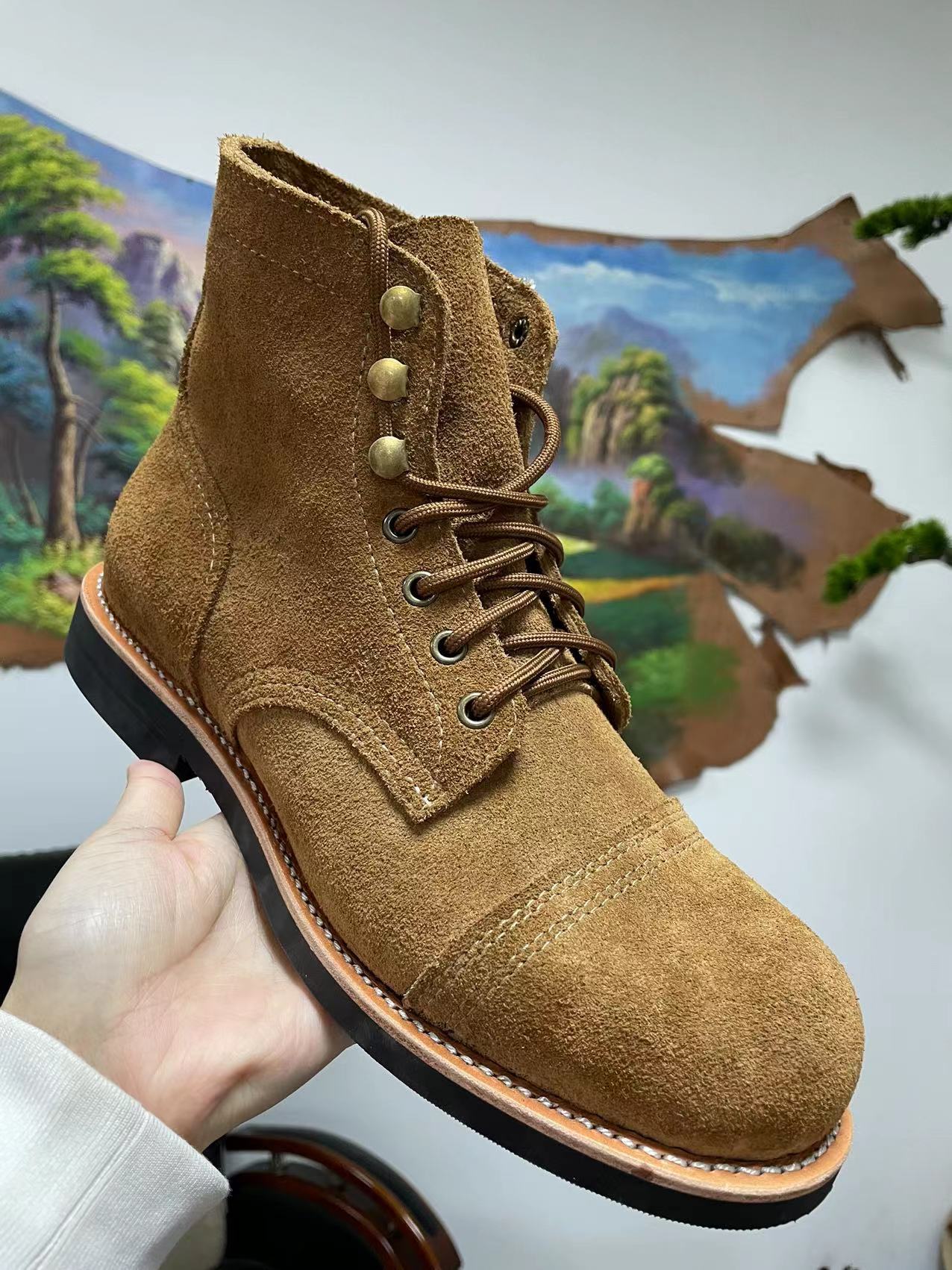 复古red红翼明伞兵固特异真皮8111机车马丁短靴工装鞋女男靴wing