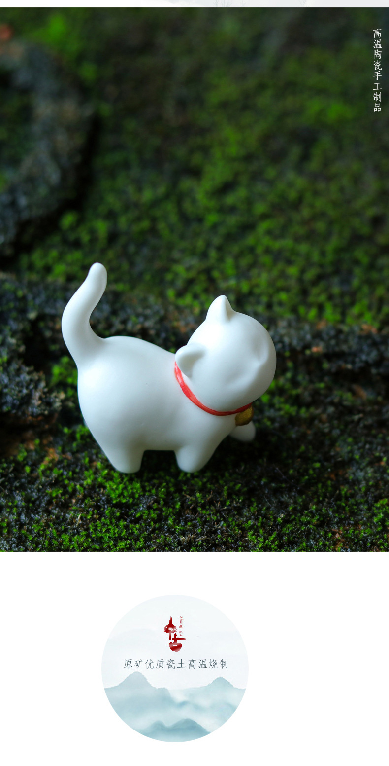 可爱小猫猫咪摆件陶瓷手工办公桌面创意卡通动物礼物盆景鱼缸装饰