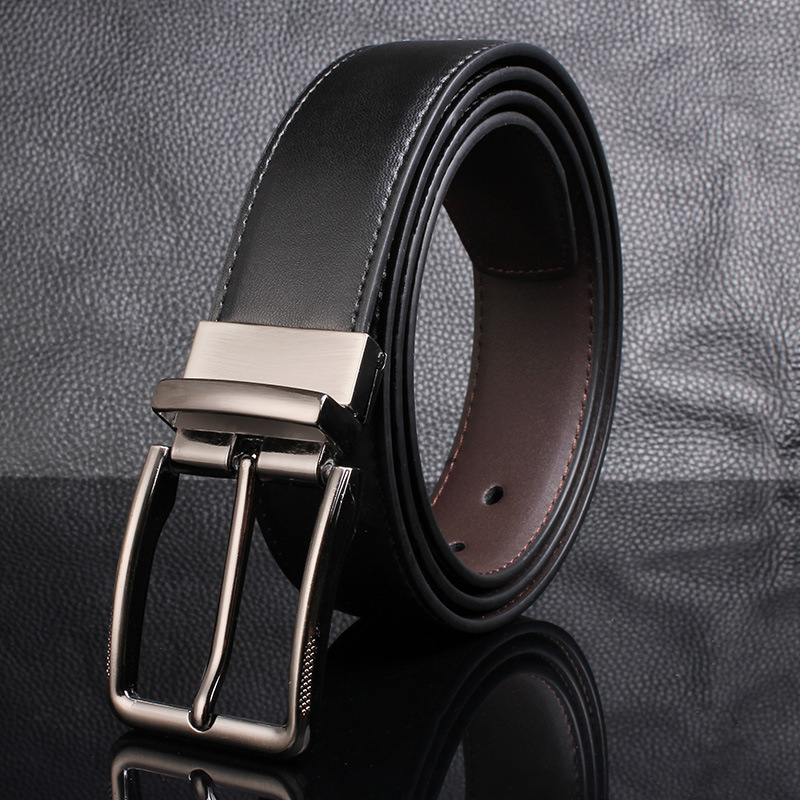 Factory Wholesale Men's Leather Belt Cowhide Rotating Pin Buckle Casual Men's Belt Men's Classic Double-Sided Pant Belt