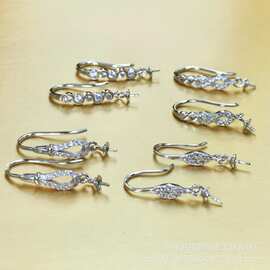 s925纯银珍珠耳钩配件diy手工制作珍珠款耳钩配饰10-15mm耳坠空托