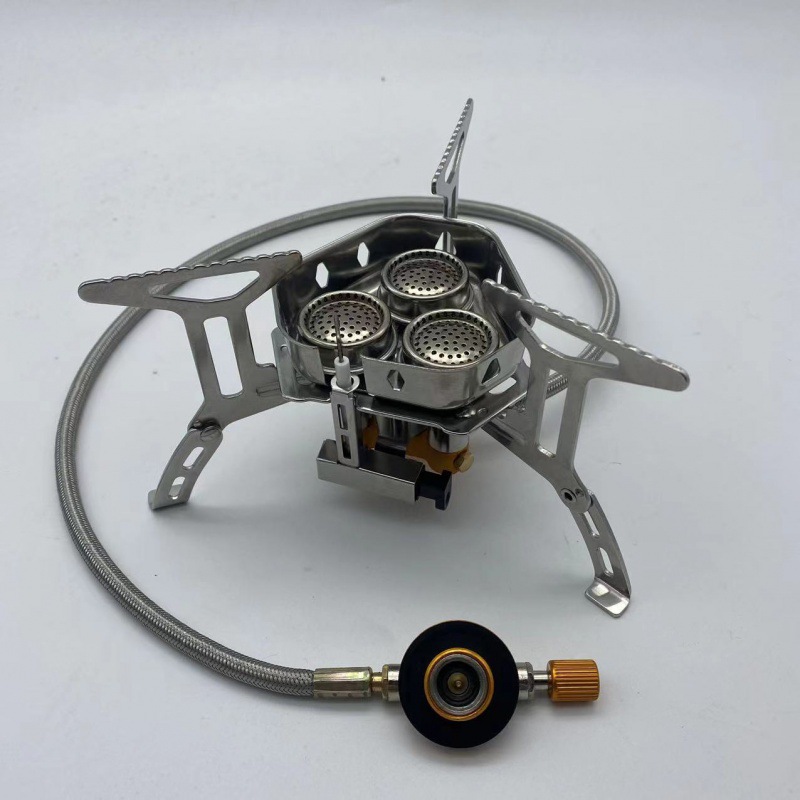 户外便携三头炉防风猛火炉野营登山炉折叠炉头高山炉自驾露营装备