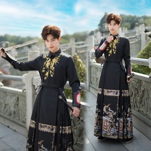 新中式男装国风织金金龙凤中国风刺绣衬衫男装新中式织金马面裙原
