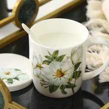 批发骨瓷口杯子办公室创意陶瓷马克杯家用简约骨瓷水杯茶杯可