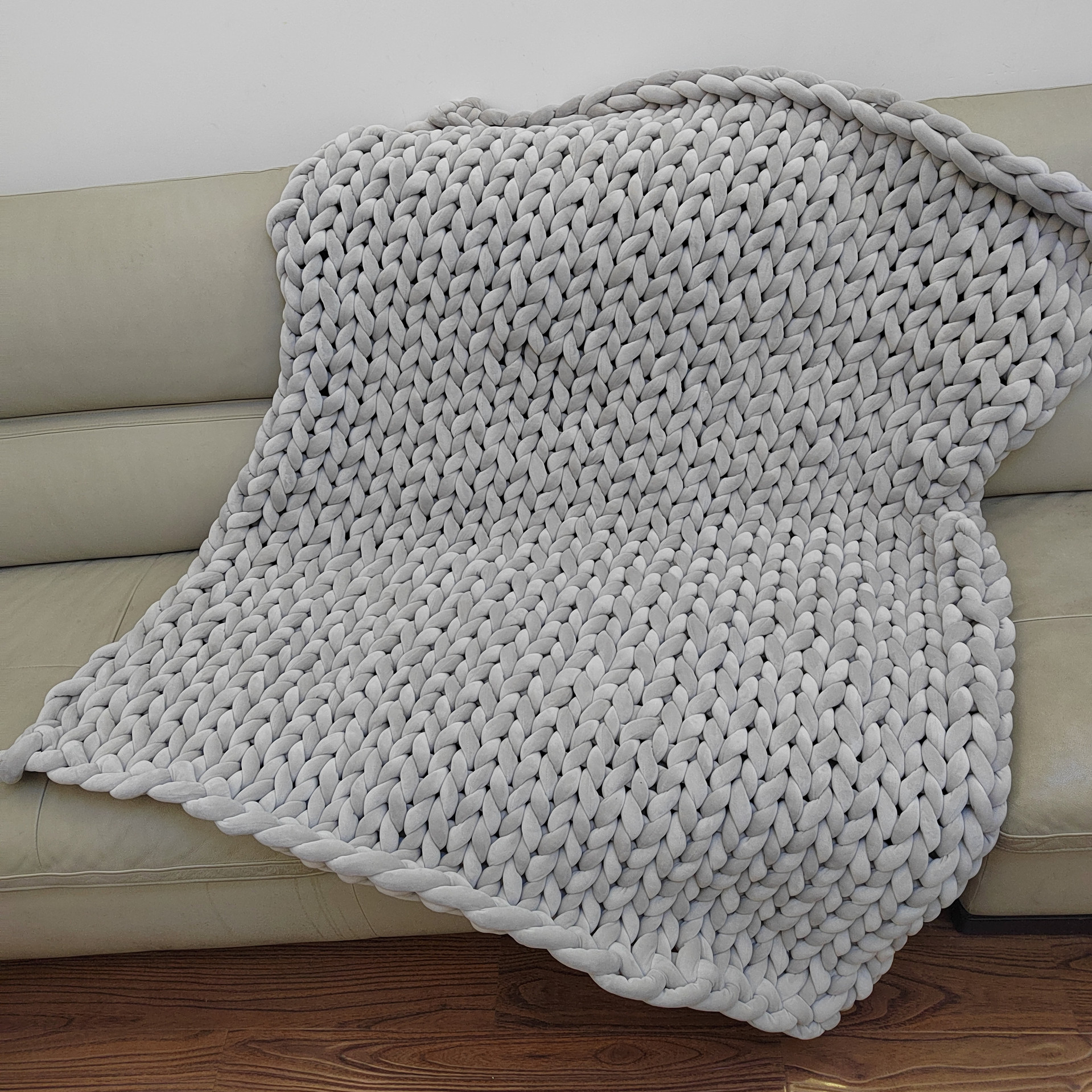 Amazon New Crystal Flannel Blanket Hand-Woven Coarse Yarn Knitted Sofa Cover Blanket Ins Nordic Wish