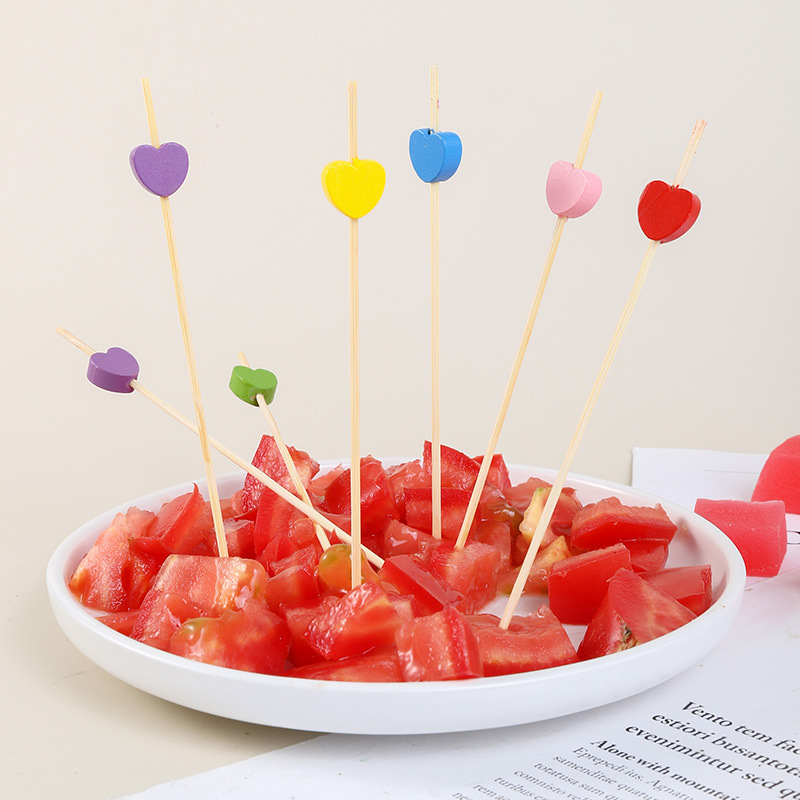Love Creative Fruit Toothpick Disposable Platter Sushi Cocktail Snack Bamboo Stick Large Quantity and Excellent Price