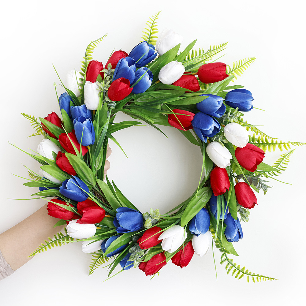 郁金香花蓝绢布花环门环母亲节情人节感恩节新年礼物婚礼婚庆