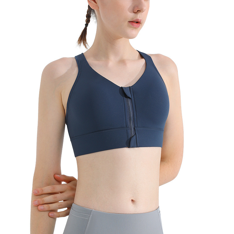 Front Zipper One-Piece Sports Underwear Shockproof High Strength Beauty Back Running Yoga Bra Top Fitness Vest for Women