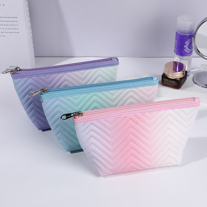 New Large Capacity Gradient Storage Cosmetic Bag Wholesale Color Hexagonal Storage Bag Travel Portable Zipper Bag