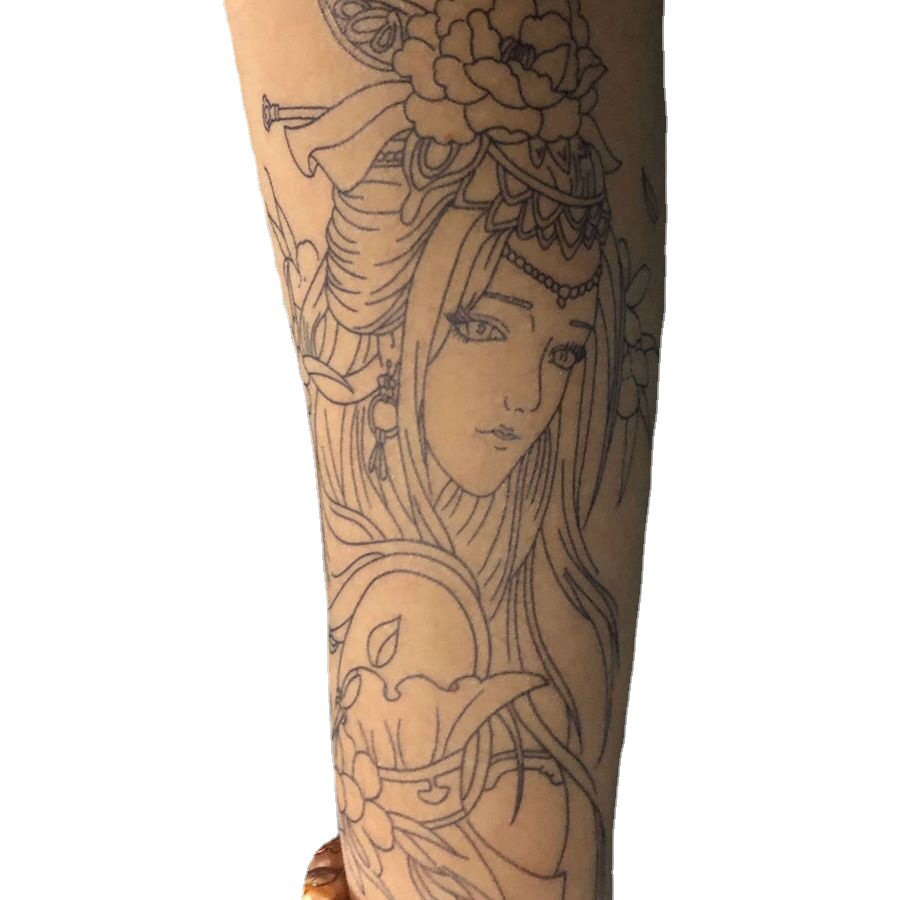 纹身贴割线貂蝉持久防水霸气花臂魔僧般若艺妓社会仿真刺青半臂