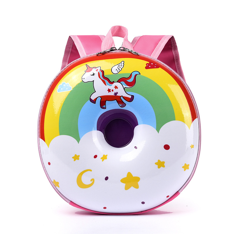 Children's Schoolbag New Cartoon Cute Doughnut Backpack Kindergarten Boys and Girls Lightweight Rainbow Creative Backpack