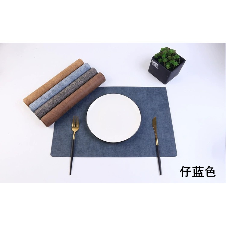 Nordic Ins Simple Rectangular 45x30 Cloth Pattern Leather Placemat Double-Sided Cloth Pattern Western-Style Placemat Waterproof Heat-Resistant Mat