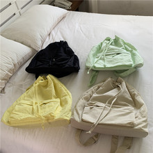 韩版新款纯色尼龙双肩包简约小清新女包休闲百搭购物袋学生款背包