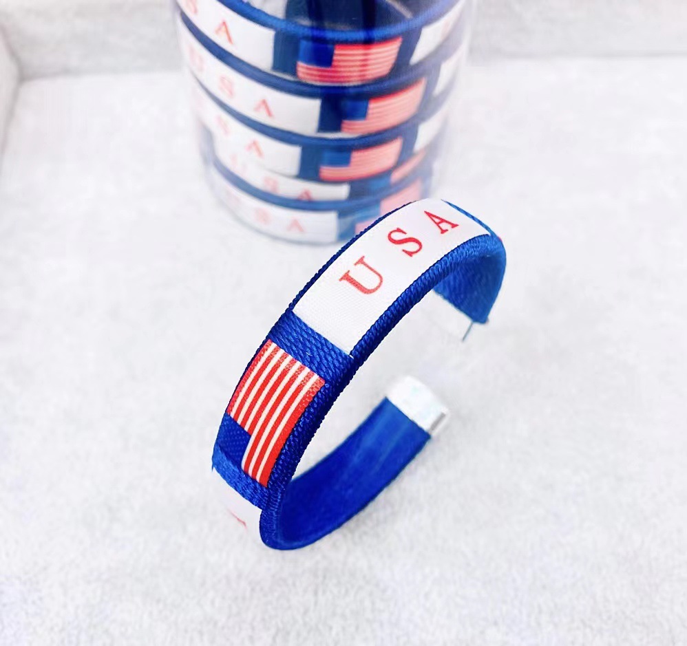 in Stock Usa Independence Day Usa America Flag Pattern Braided Bracelet Celebration Supplies Type C Bracelet