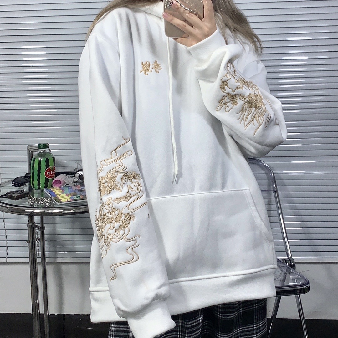 梦涵快快中国卫衣故宫宝蕴楼联名麒麟刺绣加绒加厚冬季i潮牌连帽