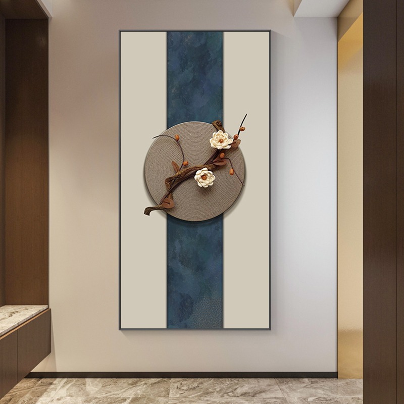 新中式玄关画走廊过道背景墙壁画酒店样板间挂画会所茶室装饰画