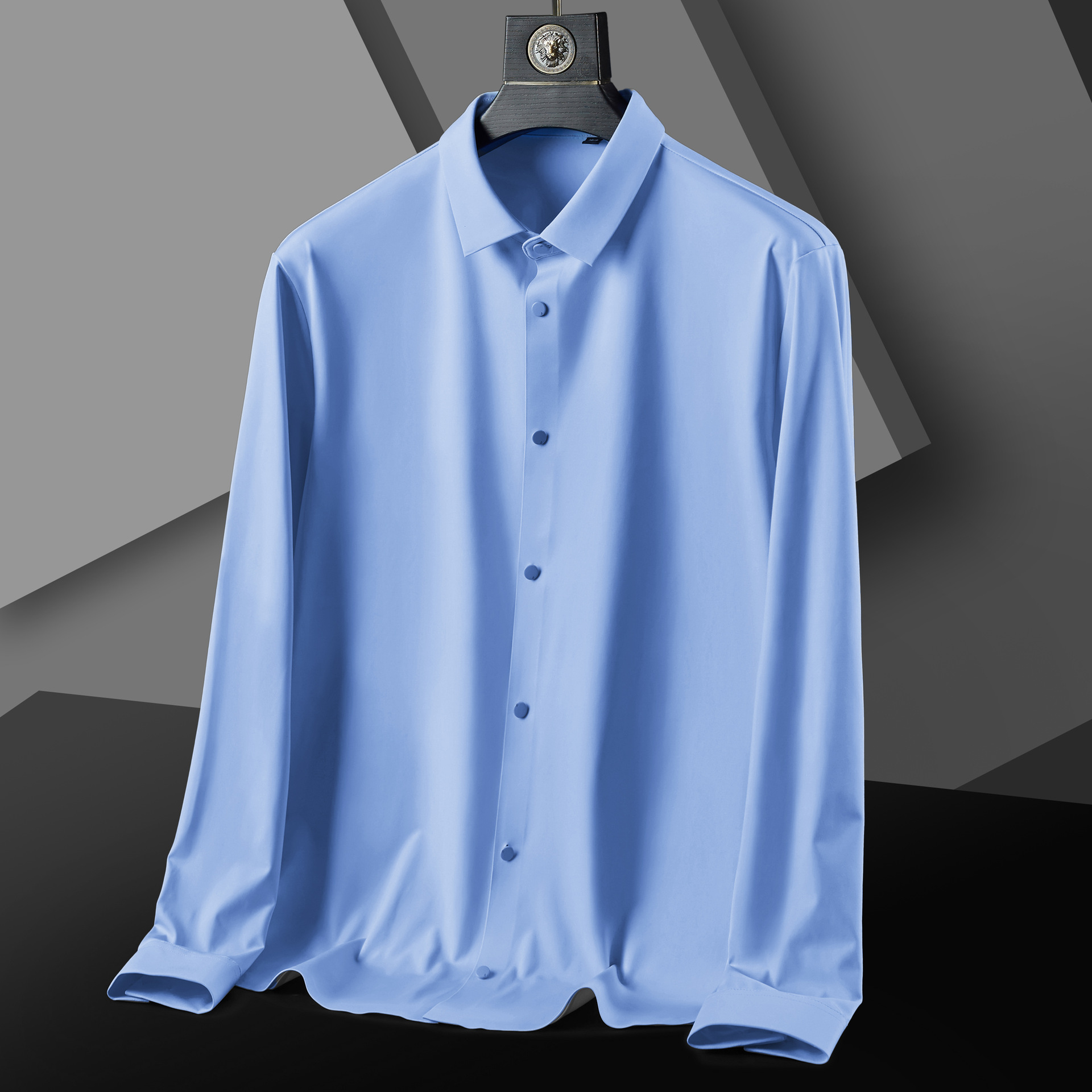 高级感男士衬衫男款无痕免烫商务正装长袖亚马逊外贸欧美男装厂家