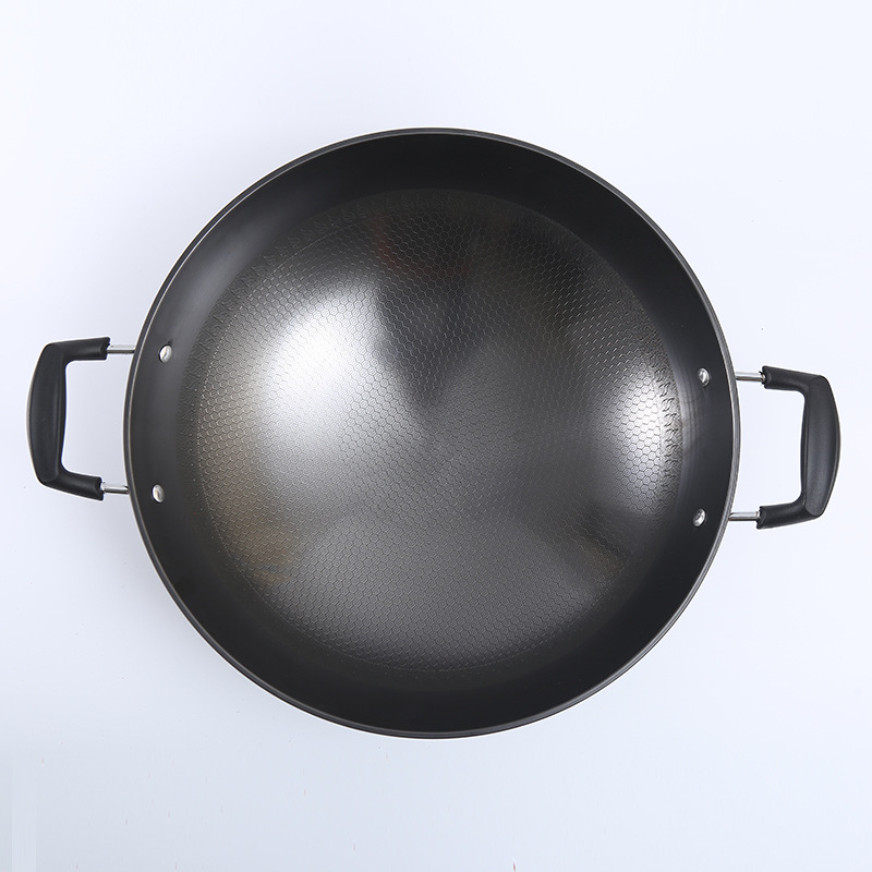 工厂直销中式圆底双耳锅蜂窝锅铁锅不粘锅煤气灶燃气灶专用炒锅