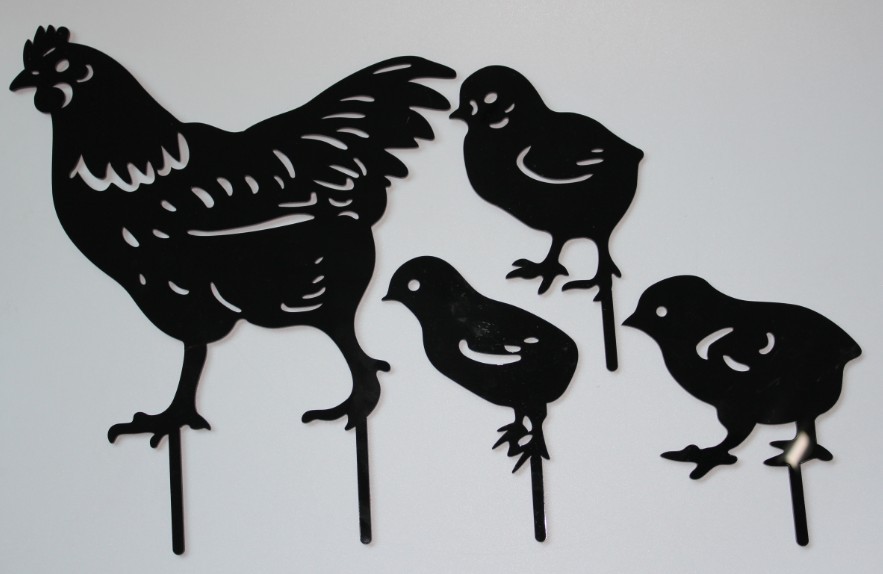亚克力黑色母鸡小鸡花园户外装饰礼物篱笆院子动物剪影礼物-阿里巴巴