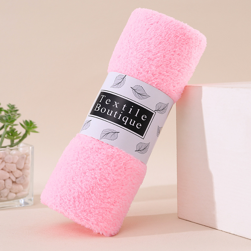 Rag Coral Fleece Wholesale Towels in Stock Production Absorbent Lint-Free Cut Velvet Waist Seal Packaging Present Towel