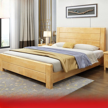 厂家全实木床新中式橡胶原木双人床 1.8米卧室家具高箱储物床何之