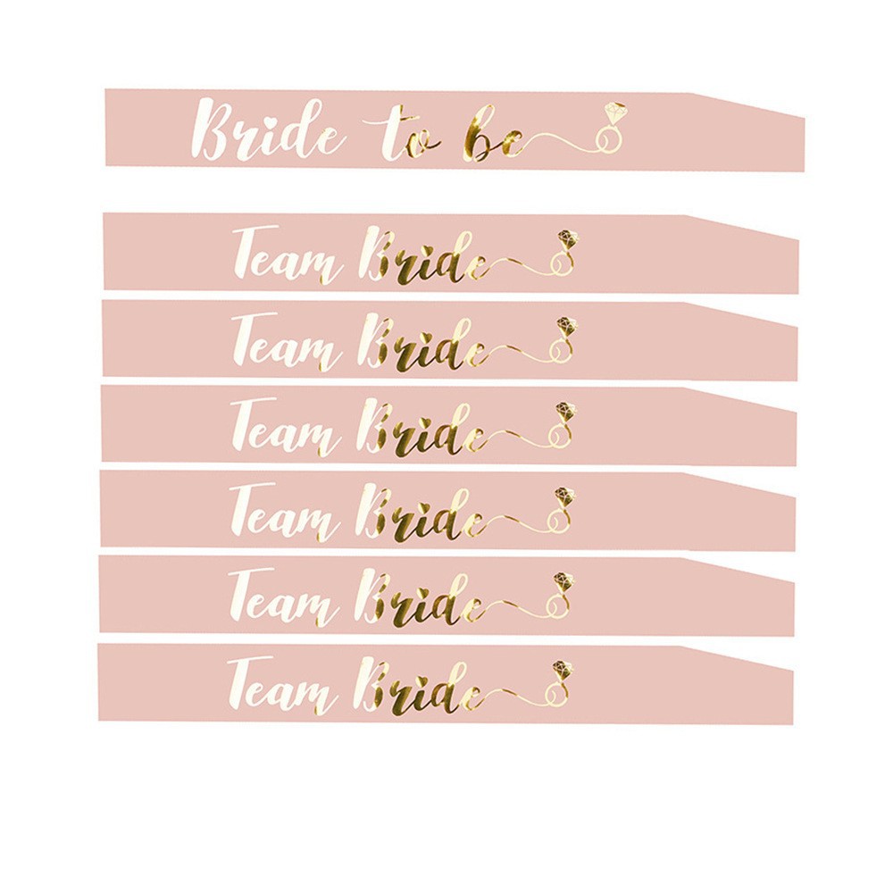 单身派对team bride新娘伴娘团套装香槟色玫瑰金字肩带礼仪带套装