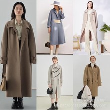 2023冬季新款法式毛呢外套Woollen Coat超长款外贸尾货杂款