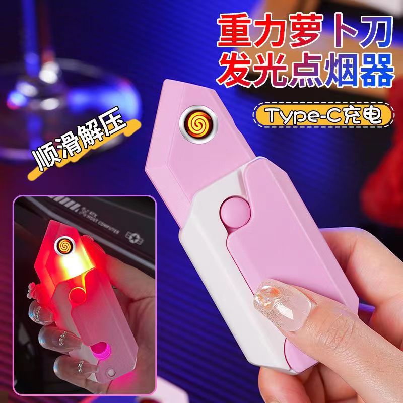 Radish Knife Charging Lighter Decompression Luminous Toy Same Lighter Cigarette Lighter Xiaohongshu Same Style