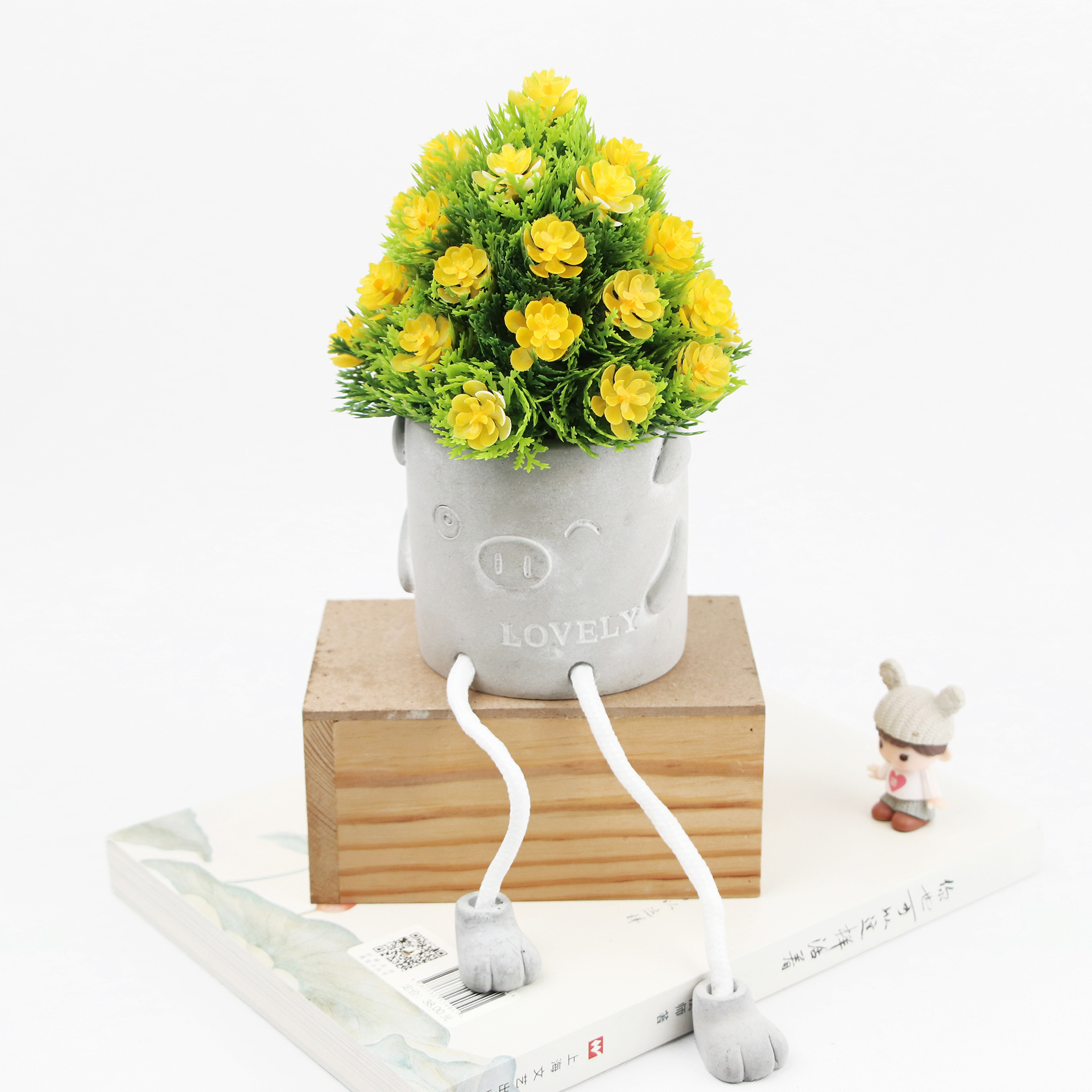 Nordic Instagram Style Potted Creative Office Desk Surface Panel Hanging Feet Doll Fake Green Plant Fake Flower Decoration Ornaments Bonsai