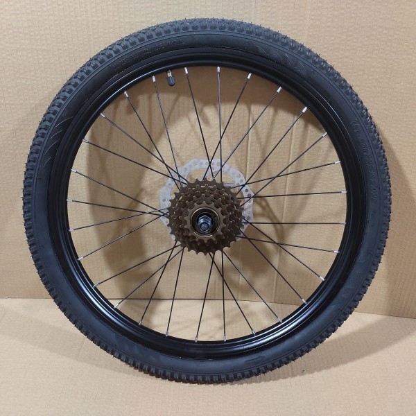 自行车后轮全套 配件轮胎车圈v刹碟刹总成山地车后轮组20寸