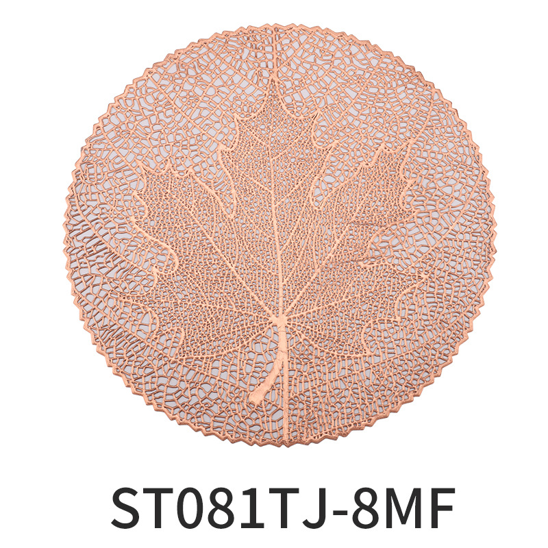 Hollow-out Table Mat Pvc Gilding Insulation round Maple Leaf Type Modern Simple Home Decoration Ancient Style Placemat