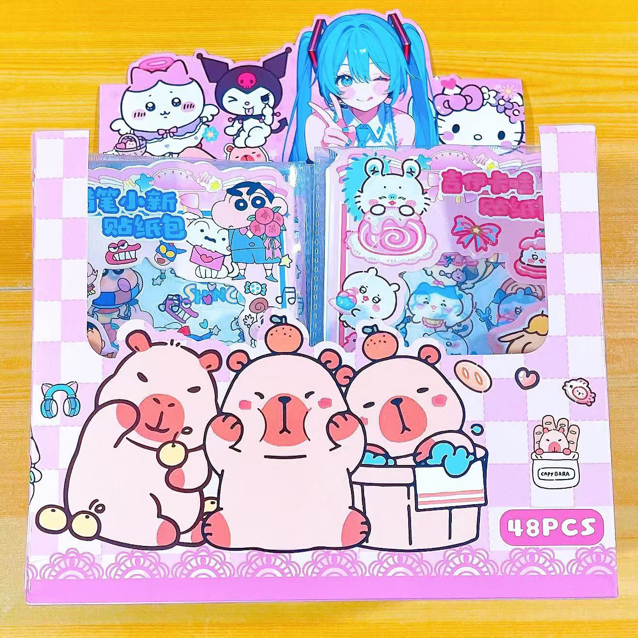 新款卡通3入手账素材贴纸可爱儿童免裁剪pet手帐贴纸贴画两元批发