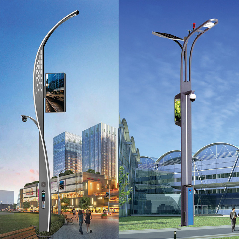 厂家8米100w定制5g智慧路灯道路多杆合一凯佳照明智慧城市路灯