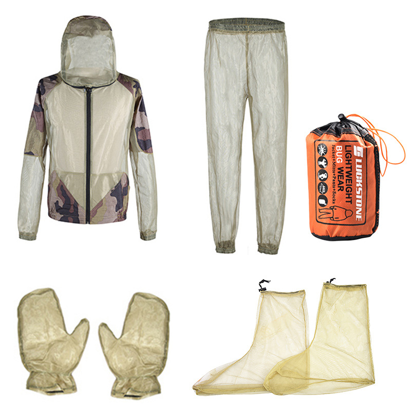 户外防蚊衣套装男款夏季野外野钓防蚊虫全身钓鱼服外套手套网裤子