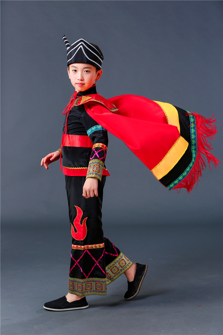 凉山彝族服装男童少数衣服幼儿火把节演出服傣族葫芦丝表演服