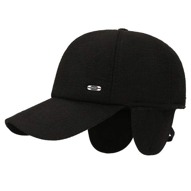 New Autumn and Winter Men's Hat Men's Simple Warm Peaked Cap Outdoor Baseball Cap Middle-Aged and Elderly Thickened